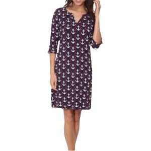 HATLEY Ropes & Anchors Print Peplum Sleeve Dress